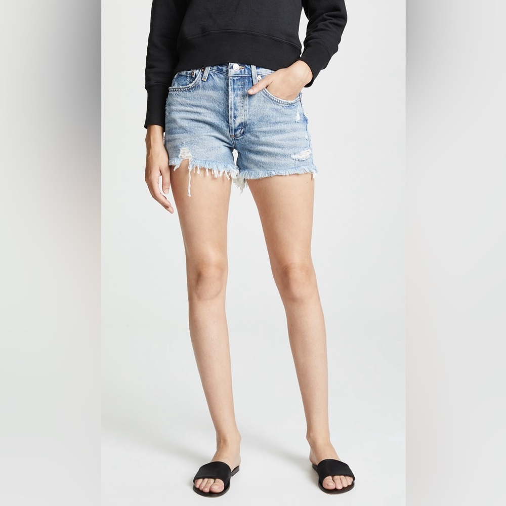 Agolde Parker Vintage Loose Fit Cutoff Shorts in Swampmeet